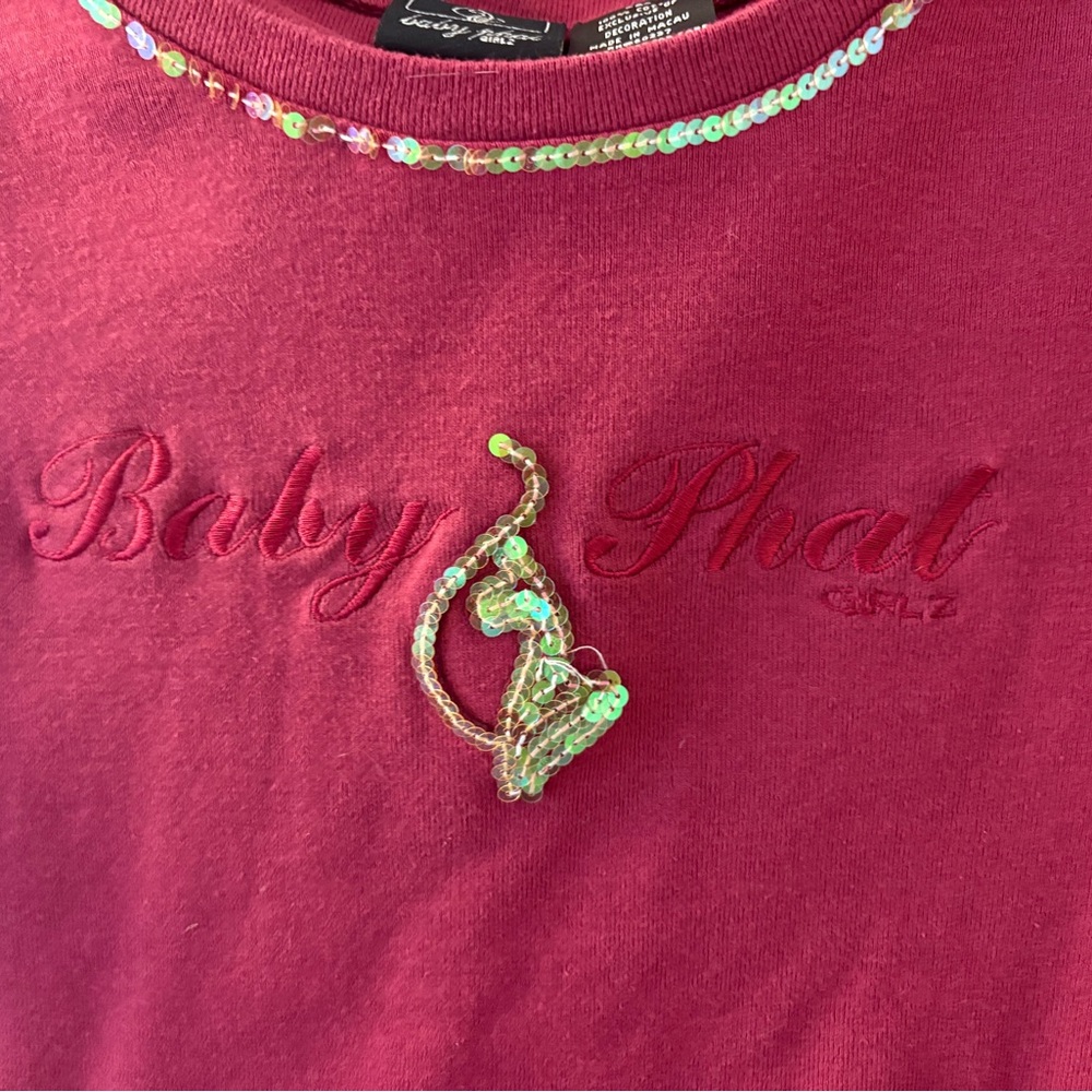 Baby Phat Berry Pink Sequin-Trim Knit Top